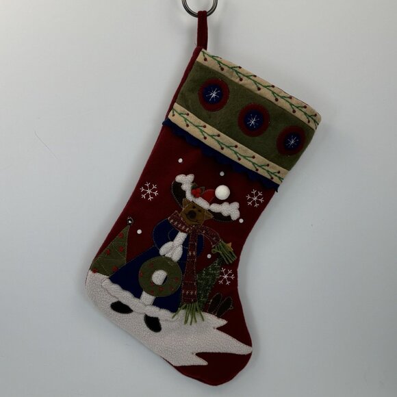 Creative Design Handcrafted Christmas Stocking Moose Design Festive Accents 17" - Picture 4 of 8